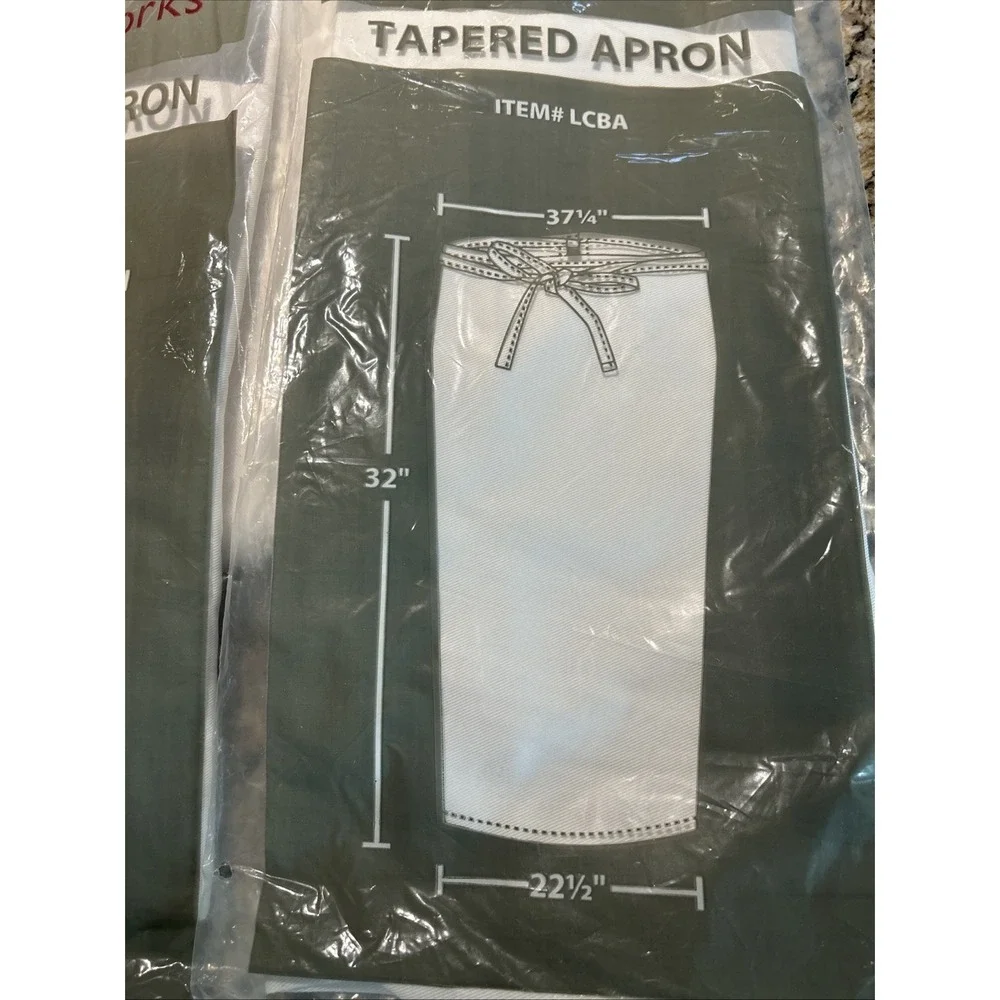Tapered Aprons Set Of 2 White Chef Works LCBA Polycotton Reversible‎ Durable NWT